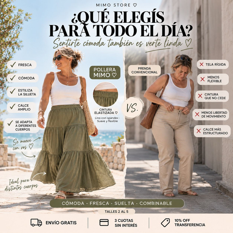 Pollera larga lino lifestyle tote MIMO