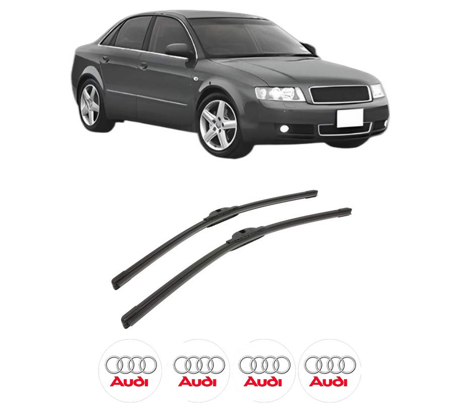Set stergatoare auto AUDI A4 B6 (8E2) din 2000-2004, pentru parbriz auto, 2 bucati, Bosch Aerotwin, din cauciuc siliconat rezistent, 4 Stickere Auto AUDI