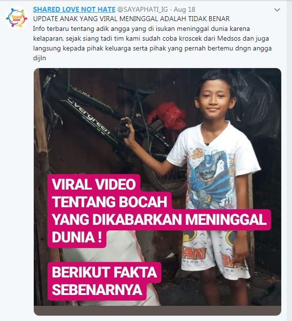 Angga, bocah pemulung yang dikabarkan meninggal ternyata masih hidup