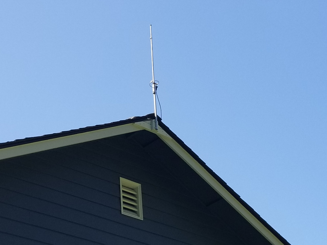 Mounted 2 meter antenna to peak of roof (pics)