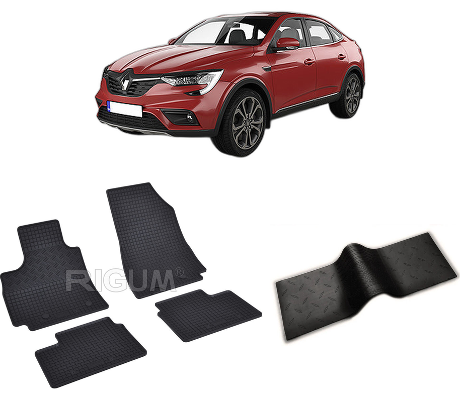 Set covorase auto RENAULT ARKANA E-TECH HYBRID din 03.2021-PREZENT, cu covoras tunel median, CAROSERIE SUV, Presuri cauciuc 100%, compatibil cu autoturismul RENAULT ARKANA E-TECH HYBRID, Rigum