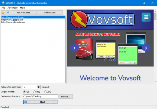 VovSoft Website Screenshot Generator 1.1