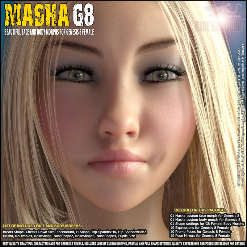 Masha - Beautiful Face and Body morphs for Genesis 8