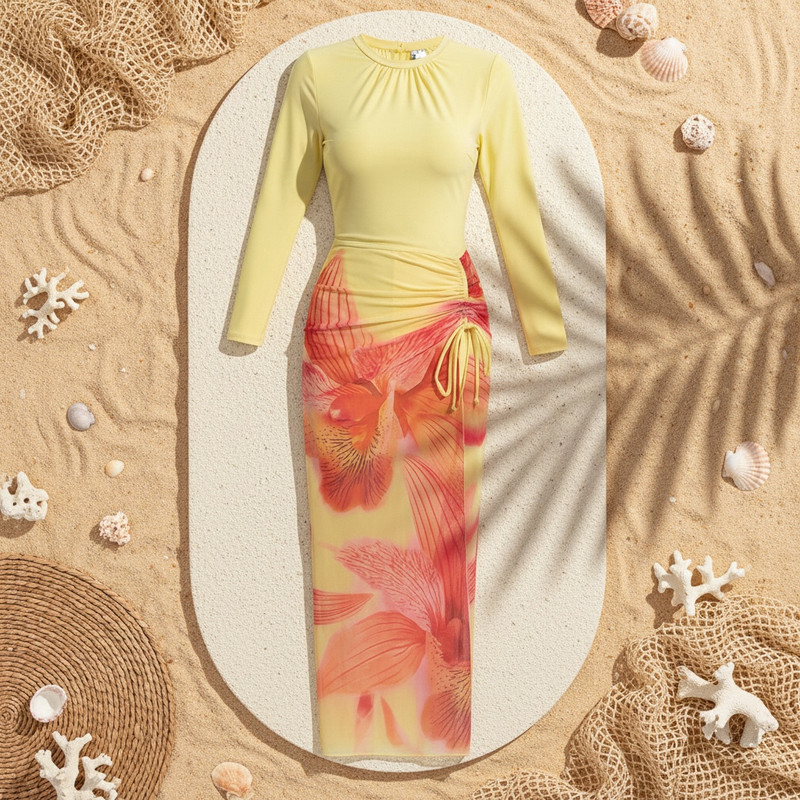 Sun Bloom Swimsuit Three-piece
