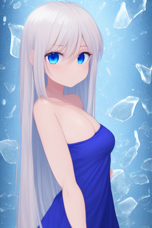 00097-184689333-1girl,full_body,12yo little girl,small_breast,Ice_background,bare_shoulders,blue_eye