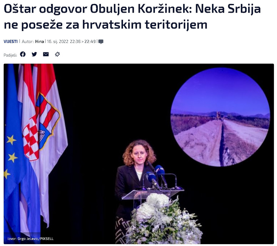Oštar odgovor Obuljen Koržinek: Neka Srbija ne poseže za hrvatskim teritorijem 8