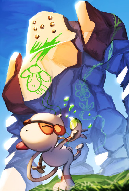 smeargle-and-regirock-pokemon-drawn-by-m