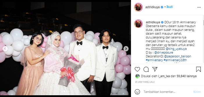 Potret anniversary pernikahan Astrid Kuya dan Uya Kuya yang ke-18