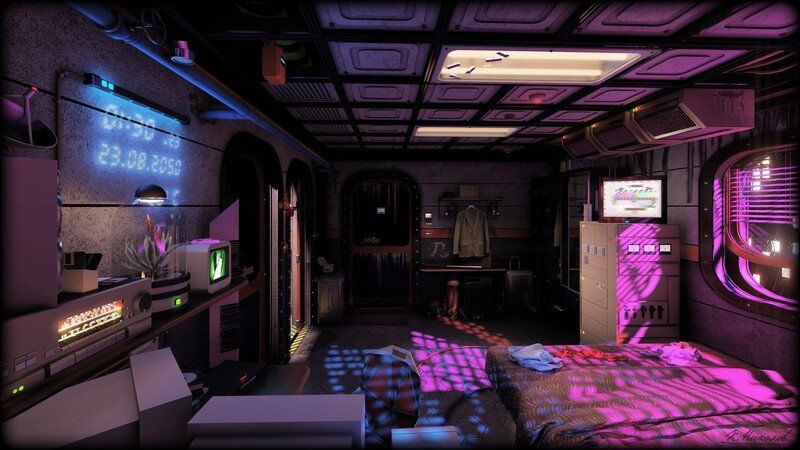 Cal’s room (Futuristic dystopian apartment by Kamen Nikolov)