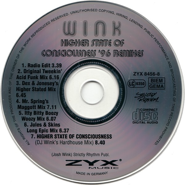 20/02/2023 - Wink – Higher State Of Consciousness '96 Remixes (CD, Maxi-Single)(ZYX Music – ZYX 8456-8)  1996 R-179165-1176911671