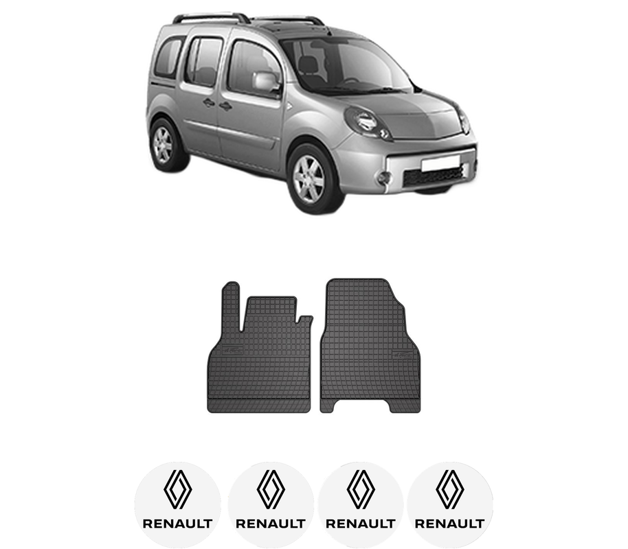 Set covorase presuri RENAULT KANGOO / GRAND KANGOO II (KW0/1_) din 2008-2019, auto, din cauciuc thermoplastic, 4 Stickere auto cu RENAULT