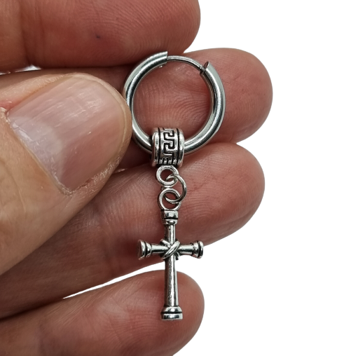 Orecchini A Cerchio In Argento 925 Con Ciondolo Croce – Idea Regalo Donna
