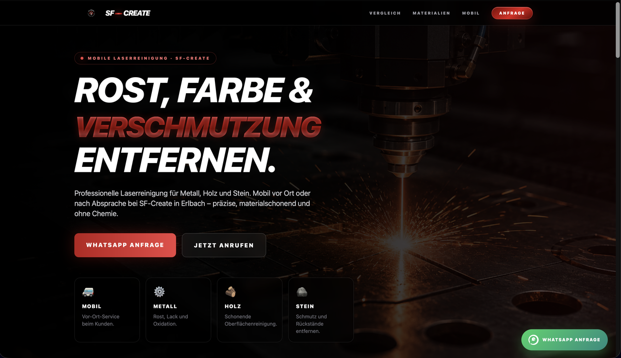 SF-Create Website Konzept Screenshot