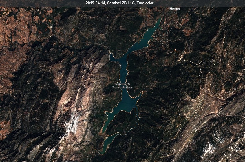 Año hidrológico y estado de los embalses 2019-04-14-Sentinel-2-B-L1-C-True-color