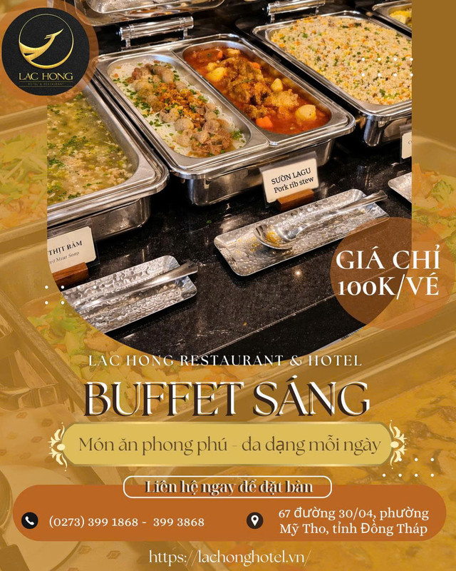 🔥 BUFFET SÁNG CHỈ 100K/NGƯỜI – TẠI KHÁCH SẠN LẠC HỒNG 🔥