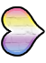 A sideways heart resembling the bigender pride flag pointing right.