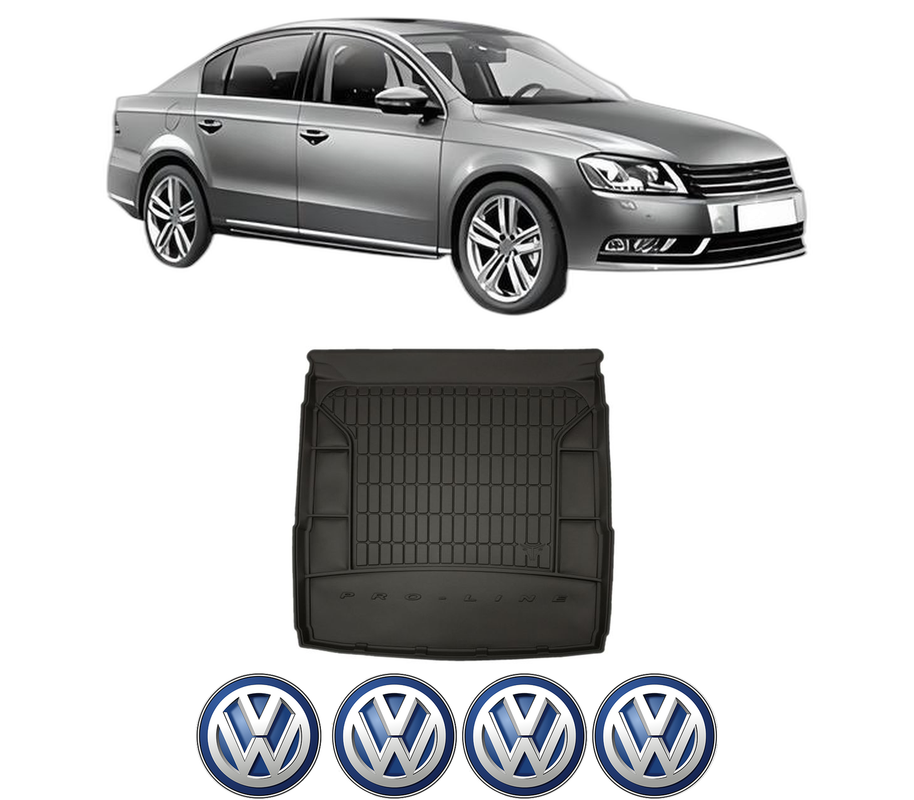 Tavita Portbagaj Volkswagen PASSAT B7 (362) din 2010-2014, Protectie Portbagaj Auto, 4x Stickere auto cu Volkswagen