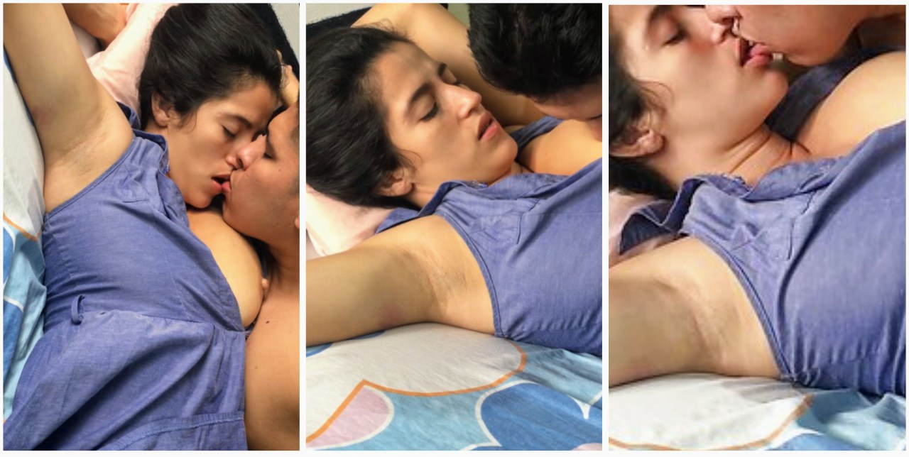 Hot couple kissing and bf rubbing her boob hard