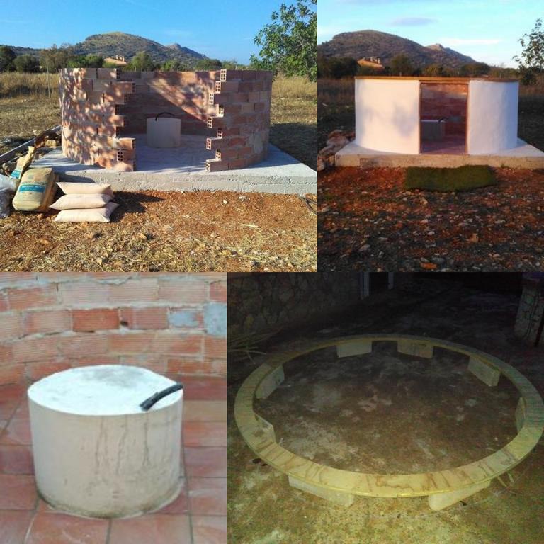 Base circular de observatorio con c�pula de madera en construcci�n
