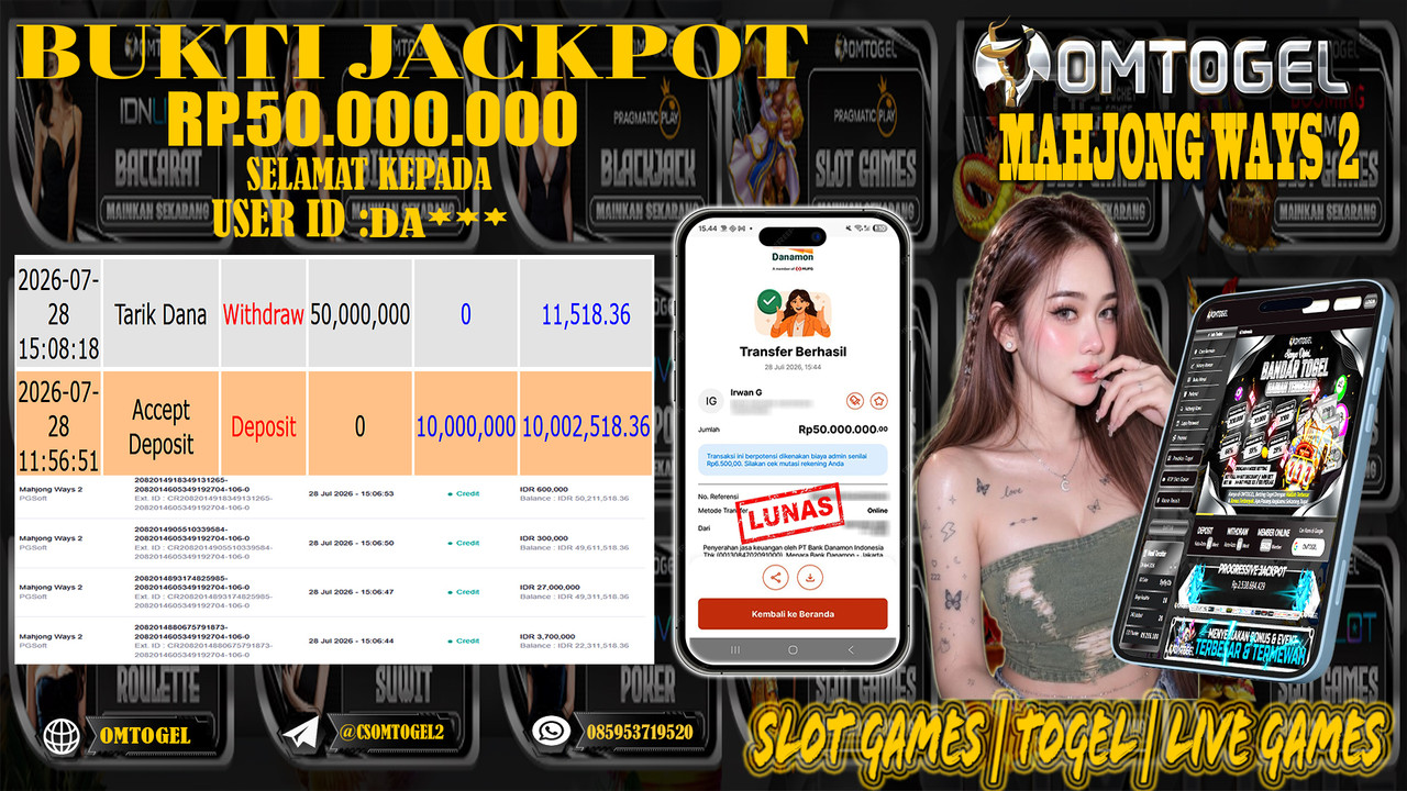 OMTOGEL JACKPOT PG SOFT MAHJONG WAYS 2  Rp,50,000,000,- DIBAYAR LUNAS