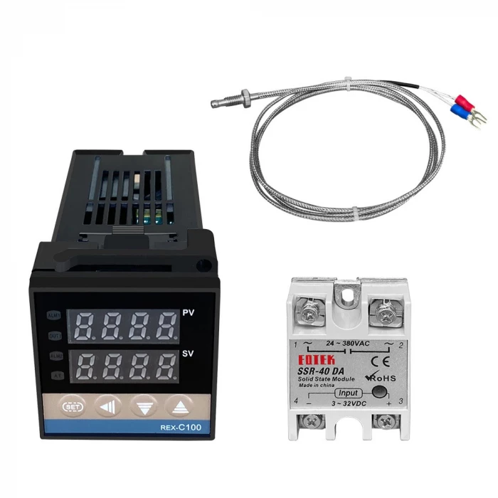 Controler REGULATOR TEMPERATURA termostat digital 220V 300 400 grade cu  sonda RELEU 40A REX C100 electronic INDUSTRIAL profesional - zella.ro