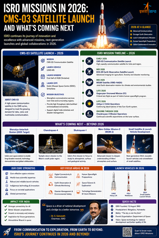 ISRO Missions in 2026: CMS-03 Satellite Launch and What's Coming Next