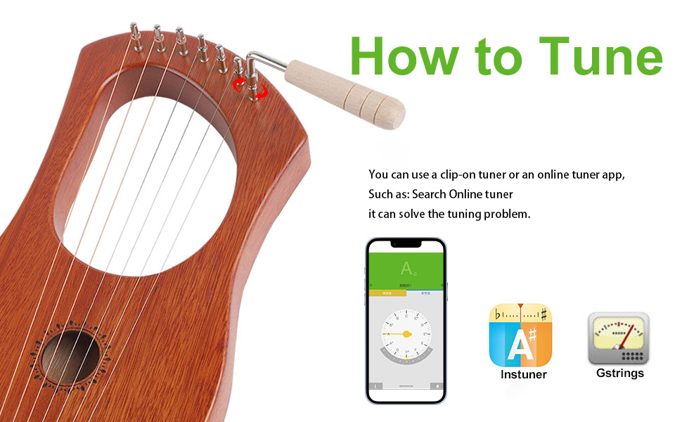 Tuning a lyre harp with tuner