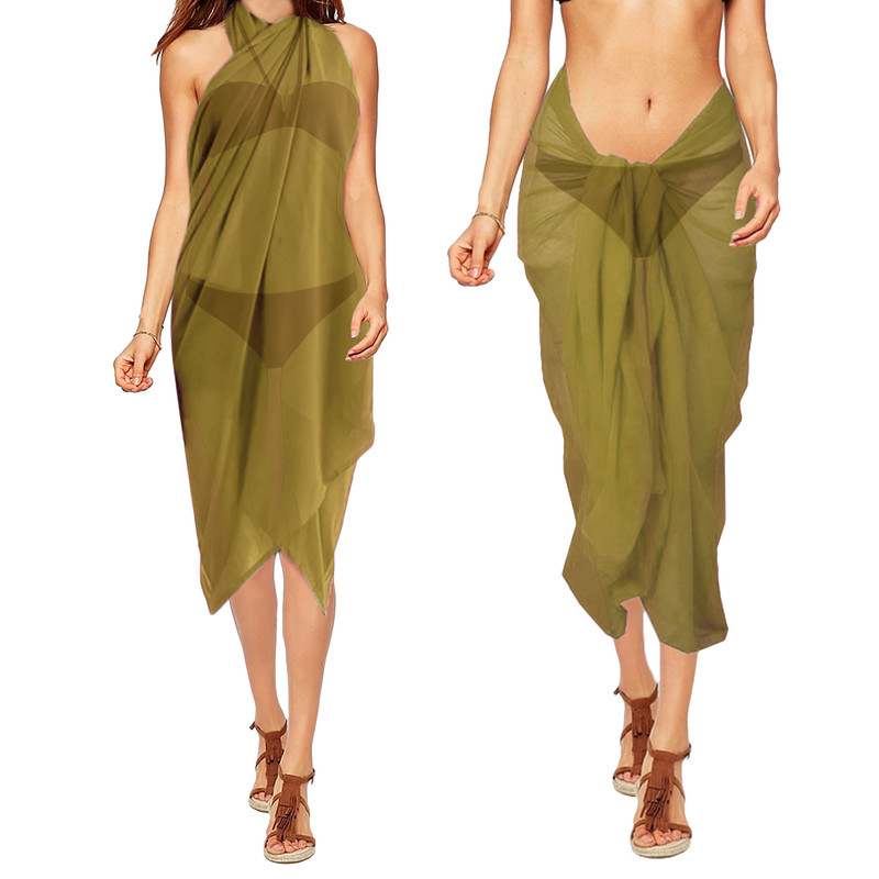 Sarong Swimsuit Chiffon Long Beach Wrap Skirt Sheer Scarfs Coverup Bathing Suit - Picture 8 of 42