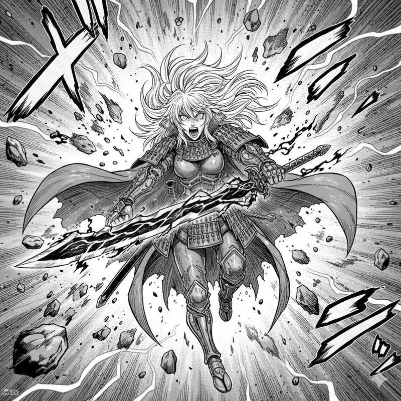 Minh họa phong cách Manga đen trắng