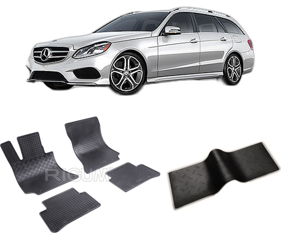 Set covorase auto MERCEDES E-CLASS W212 din 2009-10.2016, cu covoras tunel median, CAROSERIE COMBI, Presuri cauciuc 100%, compatibil cu autoturismul MERCEDES E-CLASS W212, Rigum