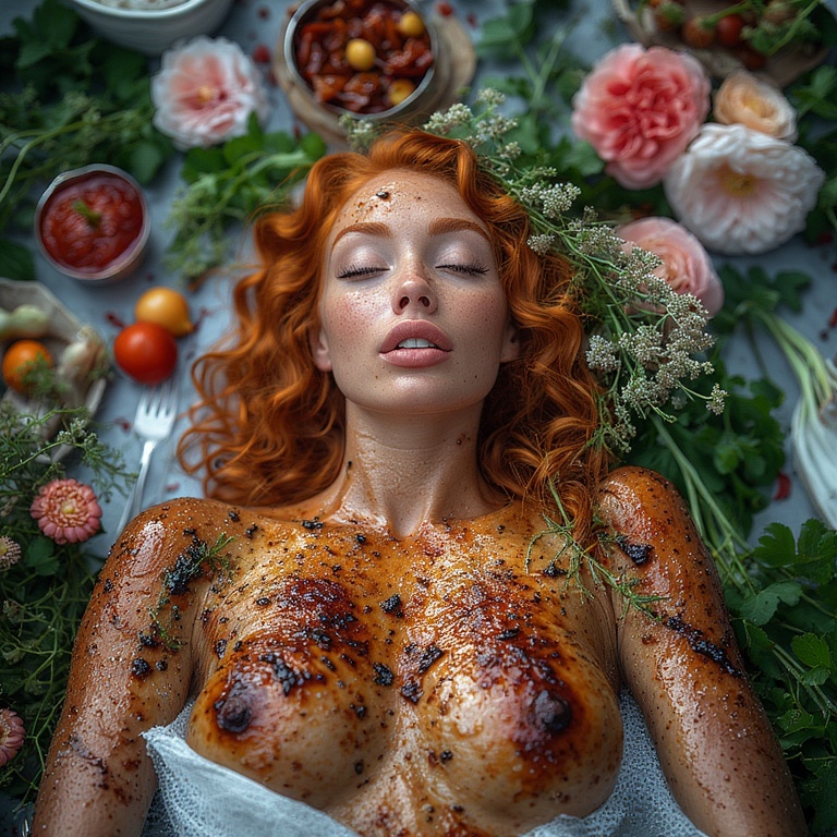 Garden wedding wom served Redhair 0 13