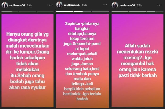 Unggahan Instastory Raul Lemos