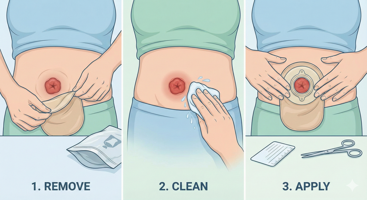 Wie wechselt man einen Stomabeutel Schritt für Schritt