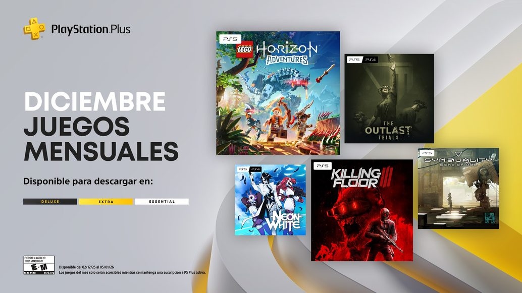 Juegos mensuales de PlayStation Plus en diciembre: LEGO Horizon Adventures, Killing Floor 3, The Outlast Trials y más