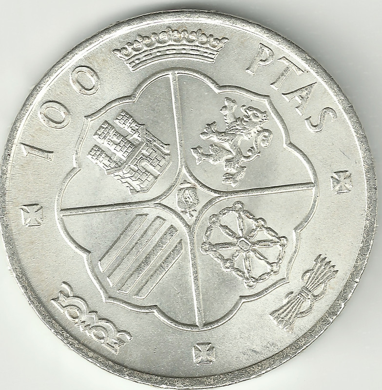 100 pesetas 1966 (*19- 69). Estado Español. Palo recto. Opinión 100-pts-palo-recto-1-reverso