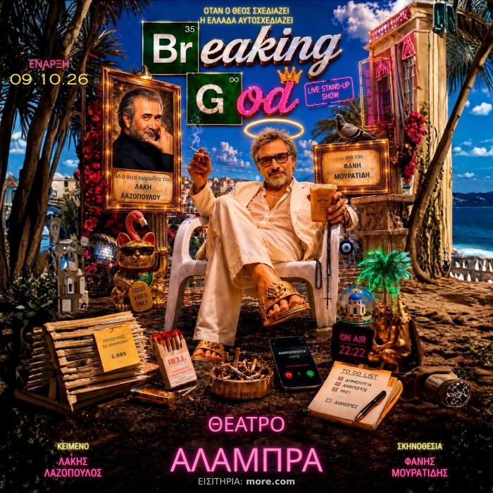 Θέατρο | “BREAKING GOD” του Λάκη Λαζόπουλου στο Θέατρο Αλάμπρα από τις 9 Οκτωβρίου