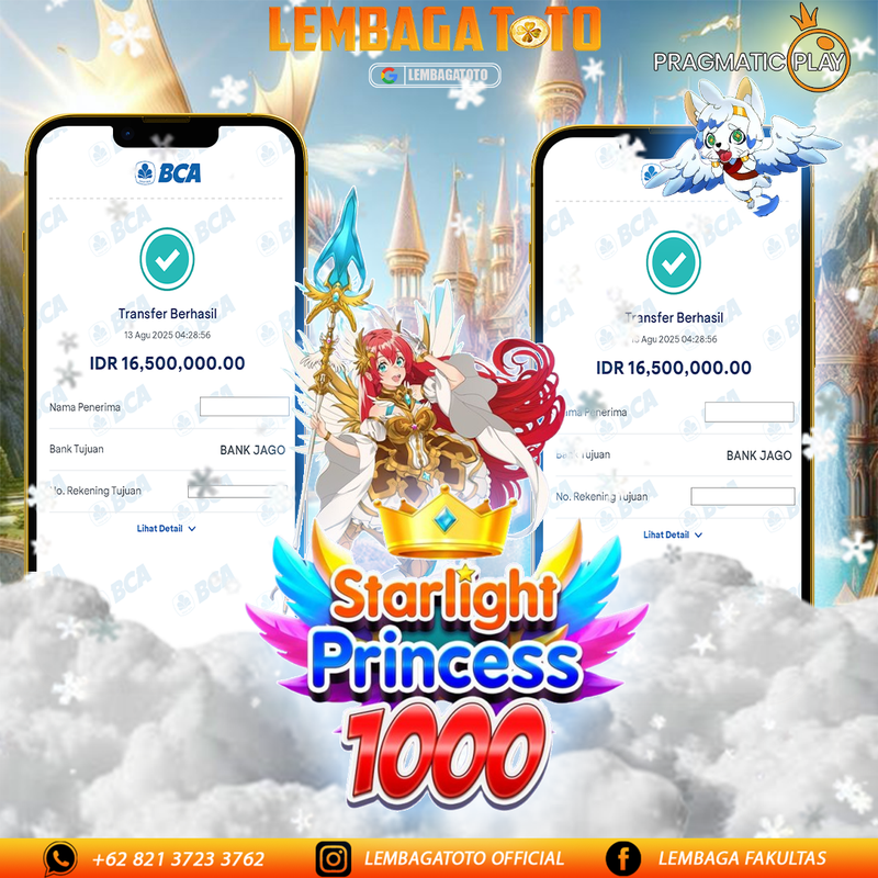 BUKTI JACKPOT 14 AGUSTUS LEMBAGATOTO STARLIGHT PRINCESS 1000  Rp.16.500.000,- LUNAS
