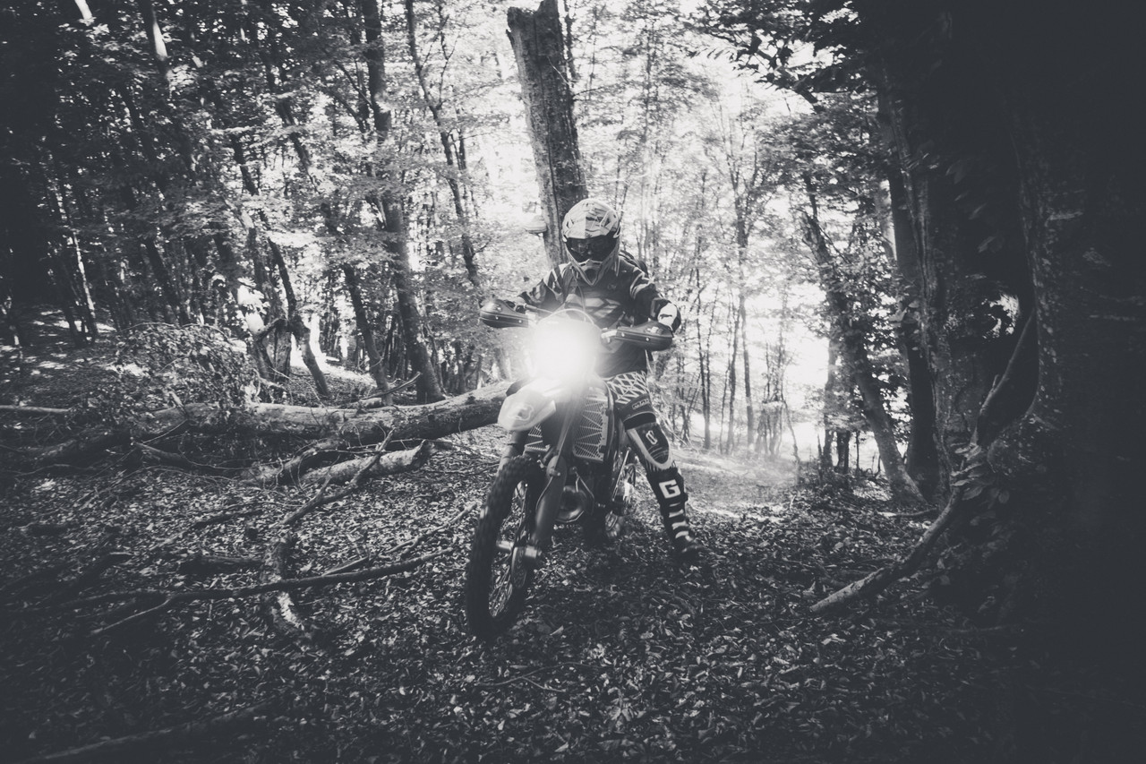 Enduro rider in the forest