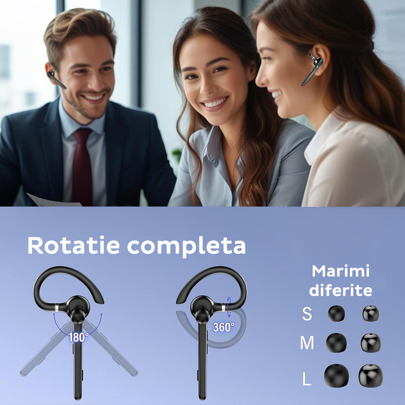 Casca Bluetooth DaDen® G9, BT 5.1, Conectare cu 2 dispozitive, Microfon Dual Noise Cancelling, 500 mAh, Autonomie 72 ore, Negru imgi 384 2713735