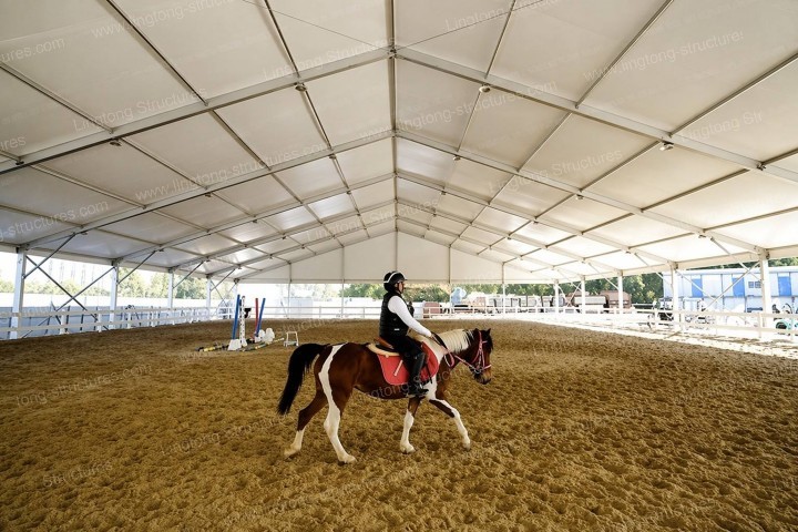 Equestrian tent outdoor view at Dorset Equestrian Centre in the UK