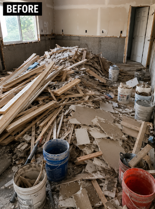 Debris removal before