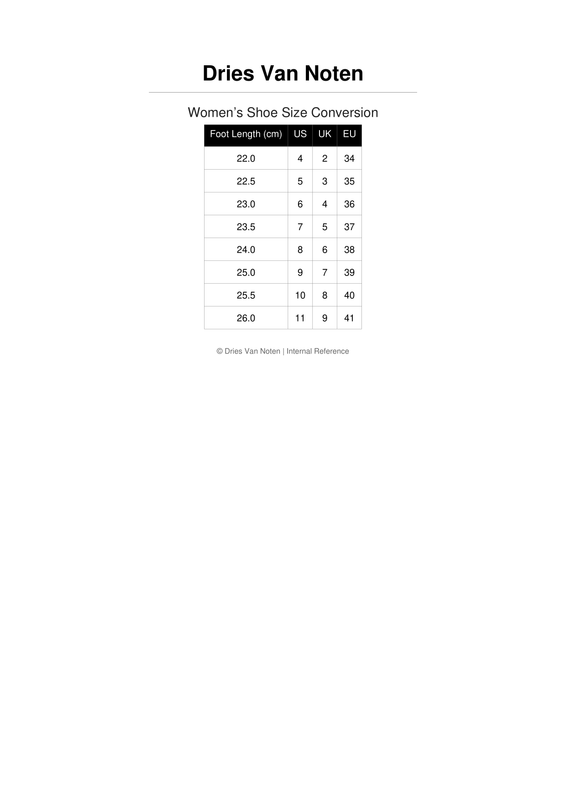 driesvannoten womens shoes sizeguide