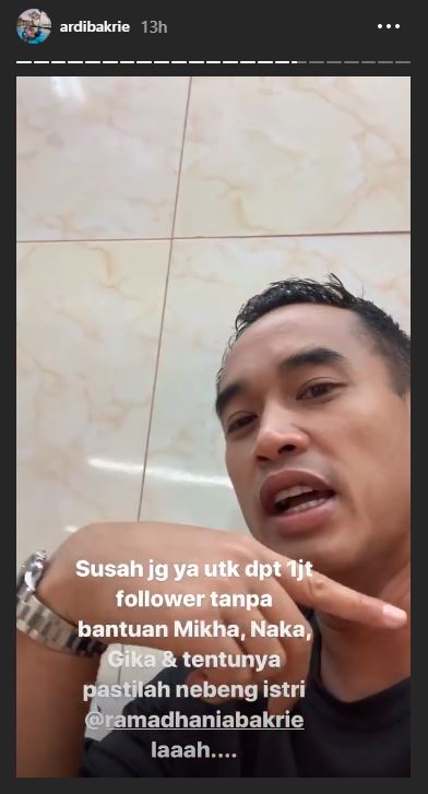 Ardi Bakri susah mendapatkan 1 juta followers Instagram