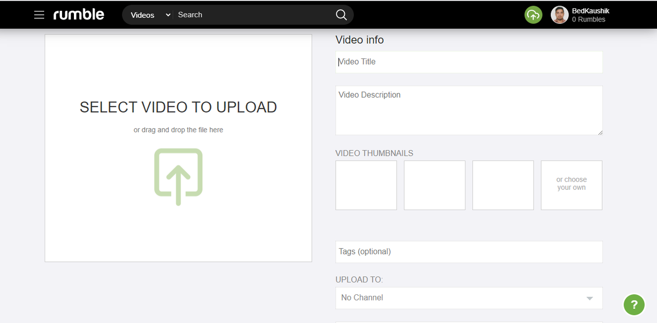 Upload Video on Rumble