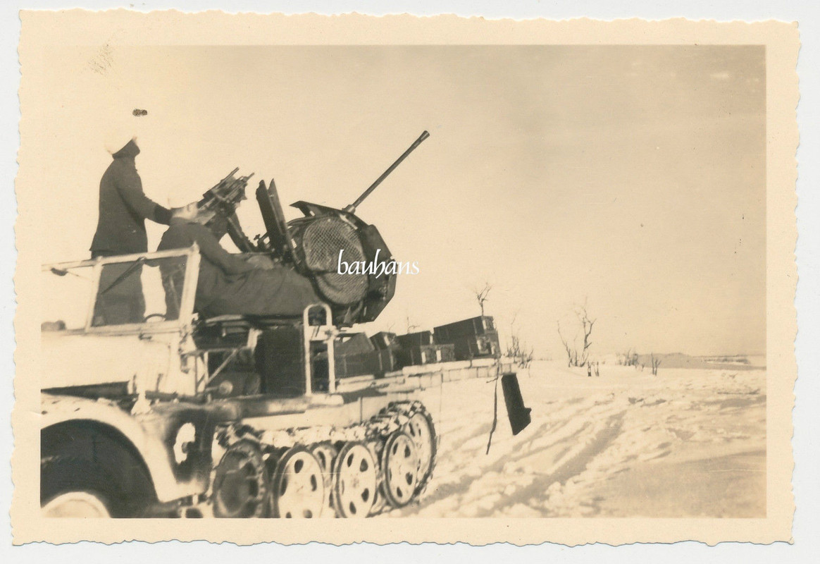 Jäg.Btl.2 Sd.Kfz im Wintertarn mit Flak-Geschütz