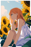 49028-878058531-artist_neko_cer, _1girl, sunflower, solo, flower, dress, white dress, sky, orange ha