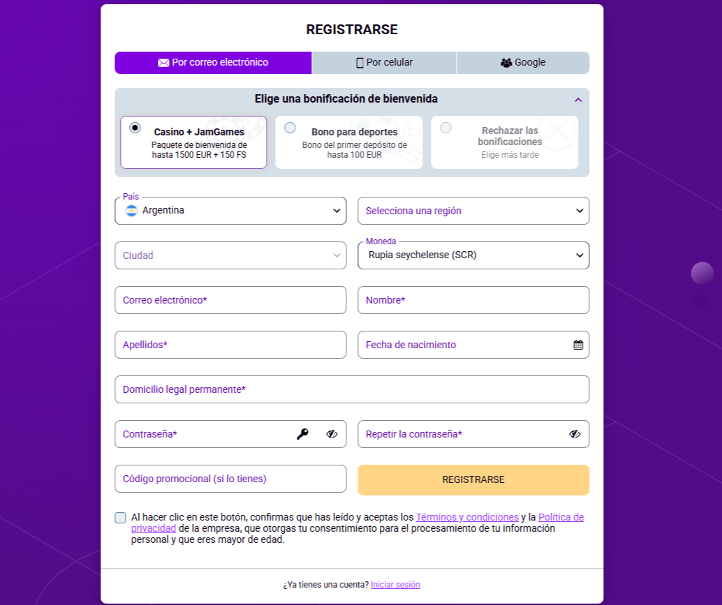 Betjam Login
