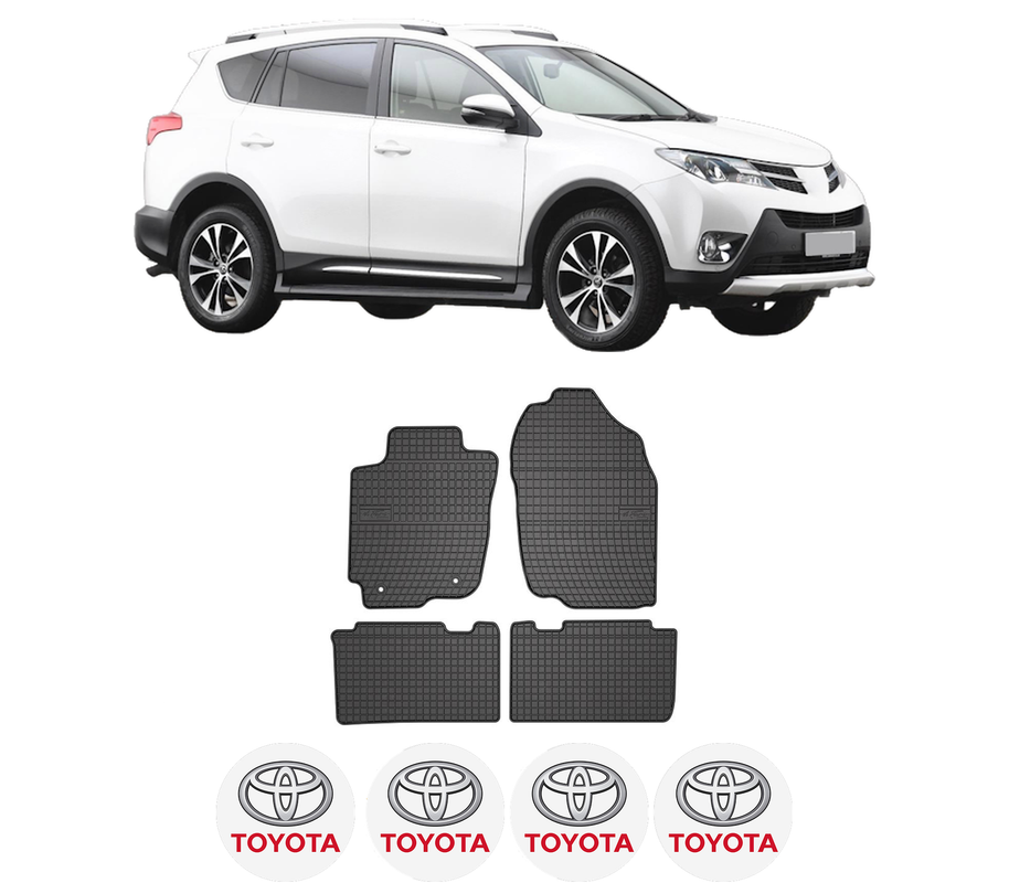 Set covorase presuri TOYOTA RAV 4 IV VAN (_A4_) din 2012-2018, auto, din cauciuc thermoplastic, 4 Stickere auto cu TOYOTA