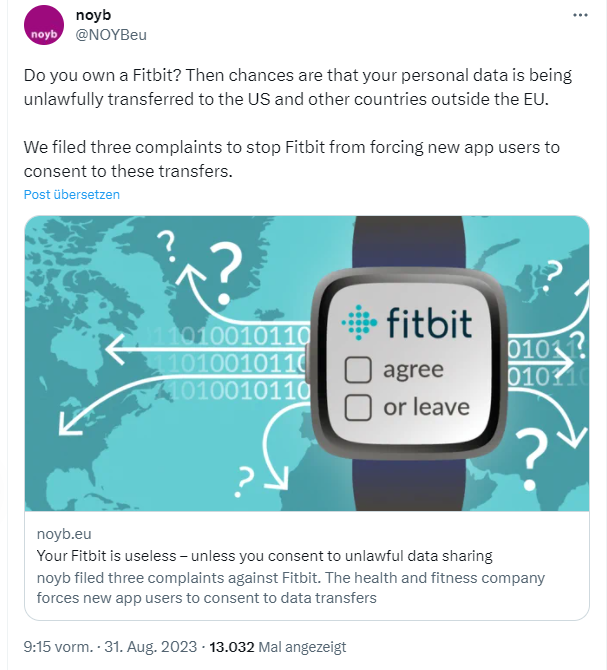 noyb gegen Fitbit