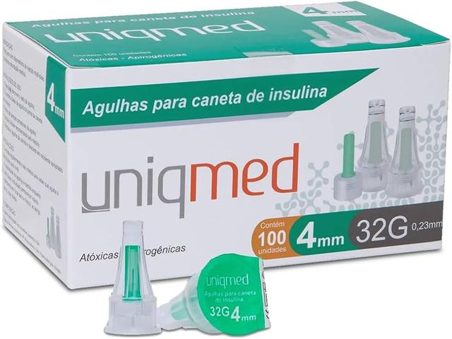 Agulhas Para Caneta Emagrecedora/Insulina Uniqmed 4mm 32G Caixa C/100 Unidades